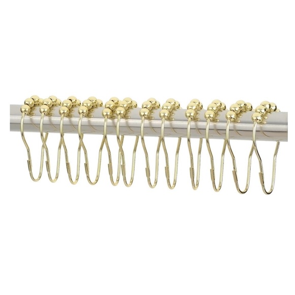 Amazer Shower Curtain Hooks, 12 Count, Stainless Steel, Polished Golden - Picture 2 of 8